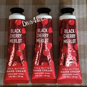3X Bath & Body Works BLACK CHERRY MERLOT 1 oz Mini/Travel Size Hand Creams